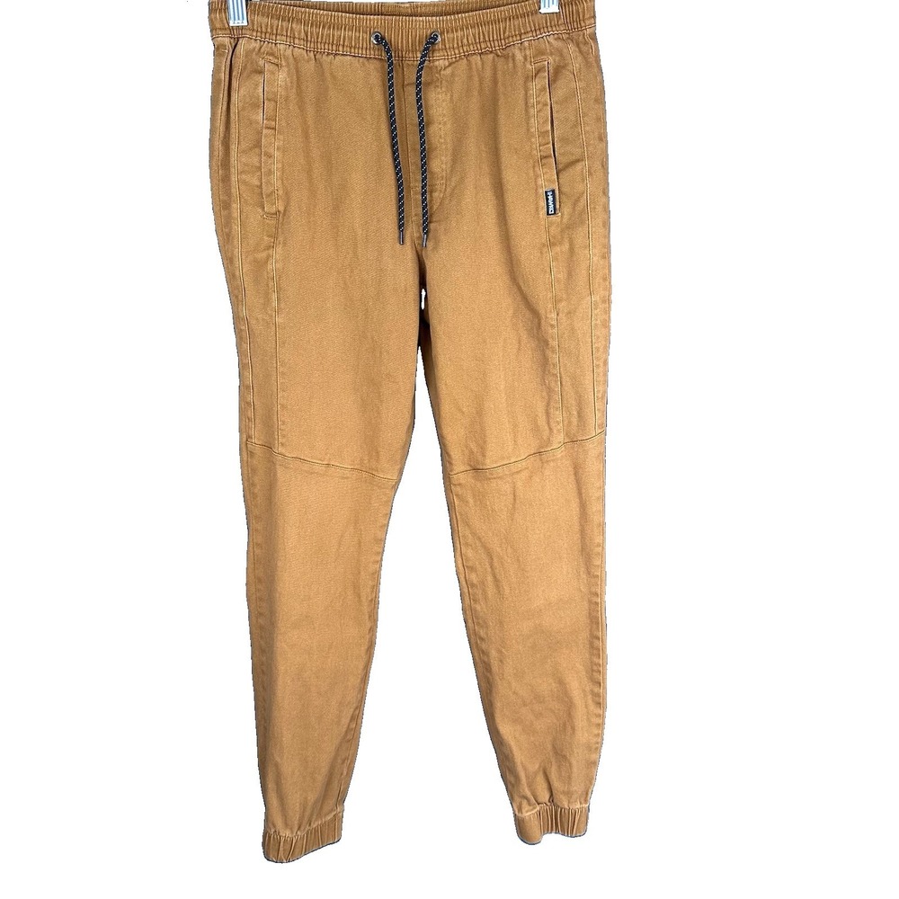 Tony Hawk Jogger Pants Mens Small Bright Khaki Solid Stretch Elastic Waist